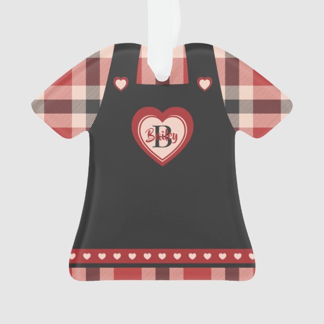 Pinafore Dress Personalised Folk Art Christmas Ornament (Front)
