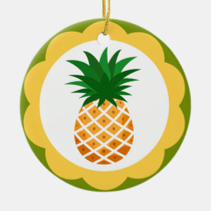 Pinapple and Flamingo Bird Ceramic Tree Decoration