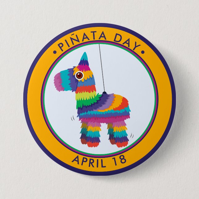 Pinata Day, cartoon donkey piñata 7.5 Cm Round Badge (Front)