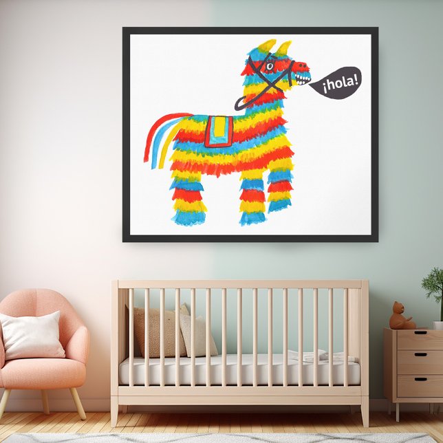 Piñata Donkey HOLA Watercolor Art Poster (Piñata Donkey HOLA Watercolor Art Poster
)