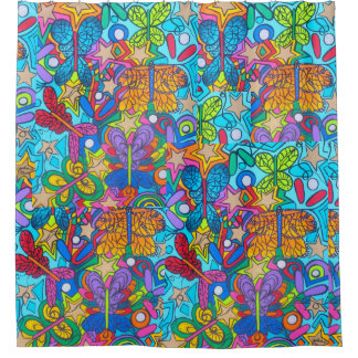 Pinball Brain Butterfly Superstar Shower Curtain