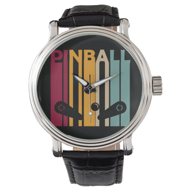 Pinball machine Arcade Retro Vintage Gift Idea Watch (Front)