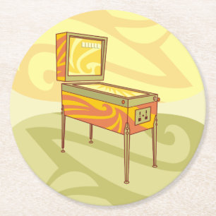 Pinball machine round paper coaster
