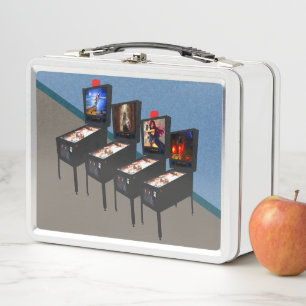 Pinball Machines & Initials Back Metal Lunchbox