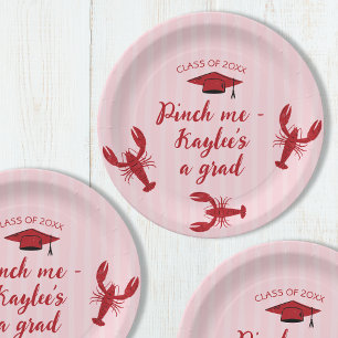 Pinch Me Crawfish Class Of 2025 Graduation Party Paper Plate