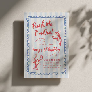 Pinch Me I'm One 1st Birthday Invitation Blue