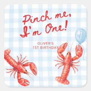 Pinch Me I'm One Lobster 1st Birthday Square Sticker