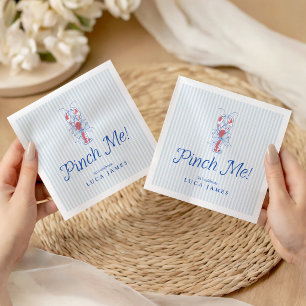 Pinch Me Vintage Lobster Blue Stripe Napkin