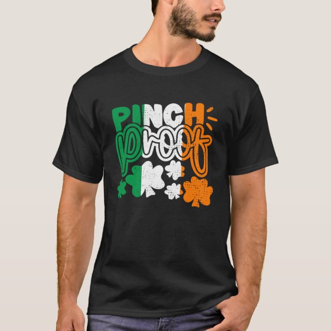 Pinch Proof Shamrock C St Patricks Day Irish Flag T-Shirt (Front)