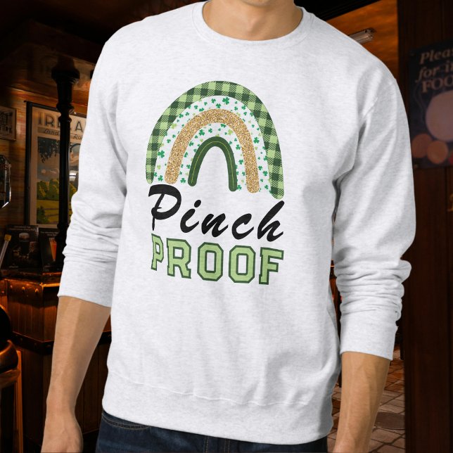 Pinch Proof St Patrick's Day Green Rainbow Plaid Sweatshirt (Creator Uploaded)