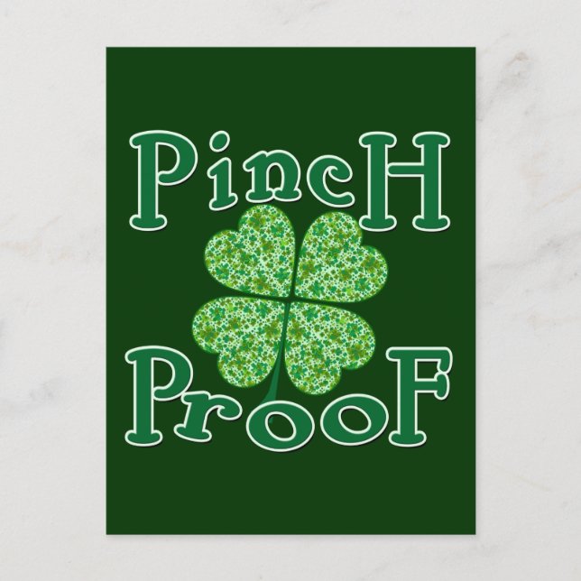 PINCH PROOF with Shamrocks Irish T-shirt Postcard (Front)
