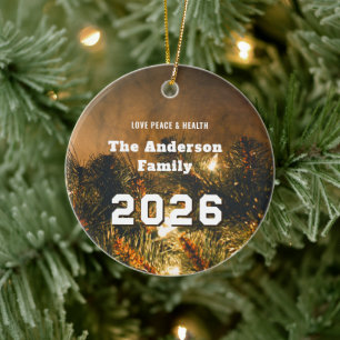 Pine 2026 New Year's Eve custom your family Ceramic Tree Decoration
