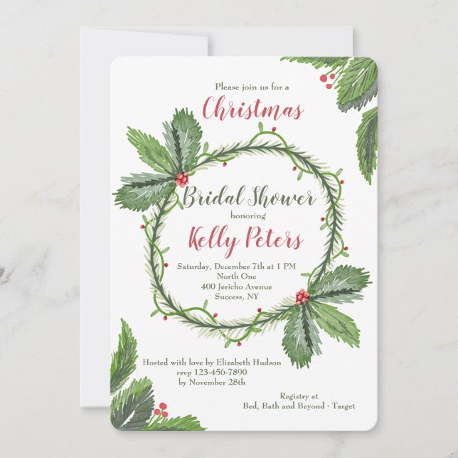Pine and Berries Invitation (Front)