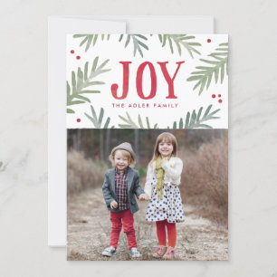 Pine and Berry Joy Holiday Photo Card