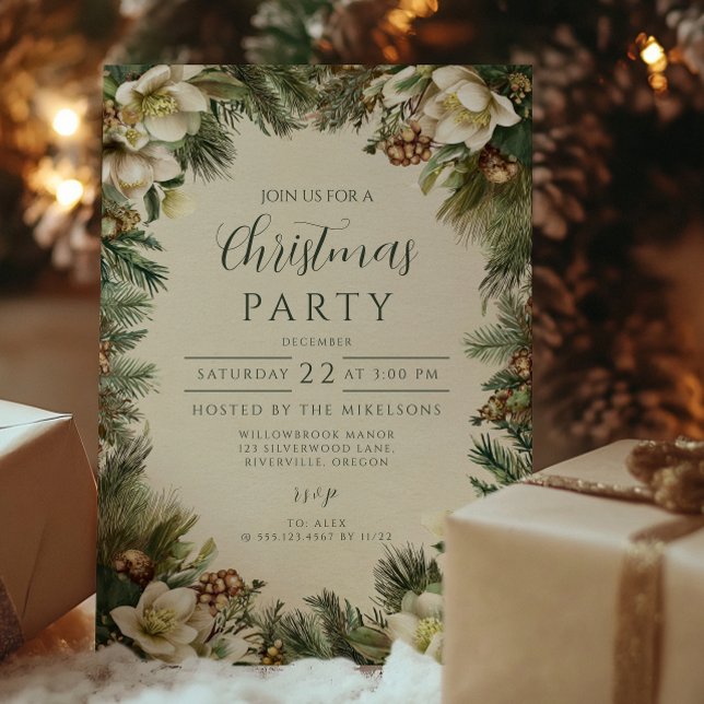 Pine and Berry Winter Holiday Invitation (Creator Uploaded)