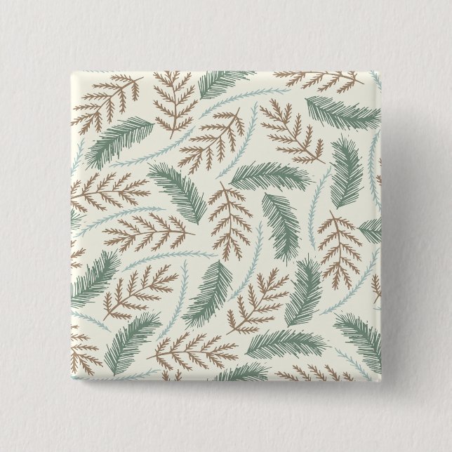 Pine and Cedar Evergreen Branches Pattern 15 Cm Square Badge (Front)