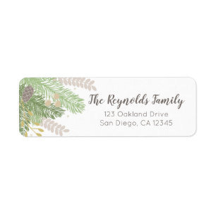 Pine and Ferns Holiday Return Address Label