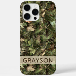 Pine and Leaves Camouflage Personalised iPhone 16 Pro Max Case