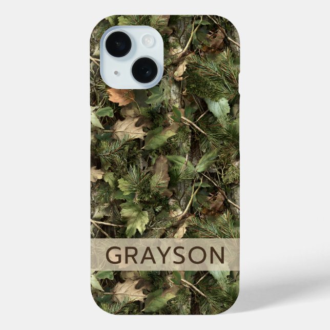 Pine and Leaves Camouflage Personalised Case-Mate iPhone Case (Back)
