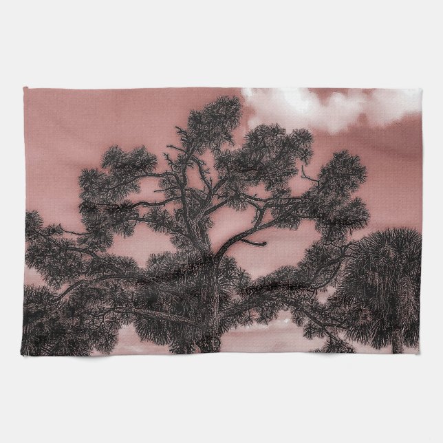 Pine and Palm Trees Silhouette Kitchen Towels (Horizontal)