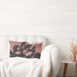 Pine and Palm Trees Silhouette  Lumbar Cushion