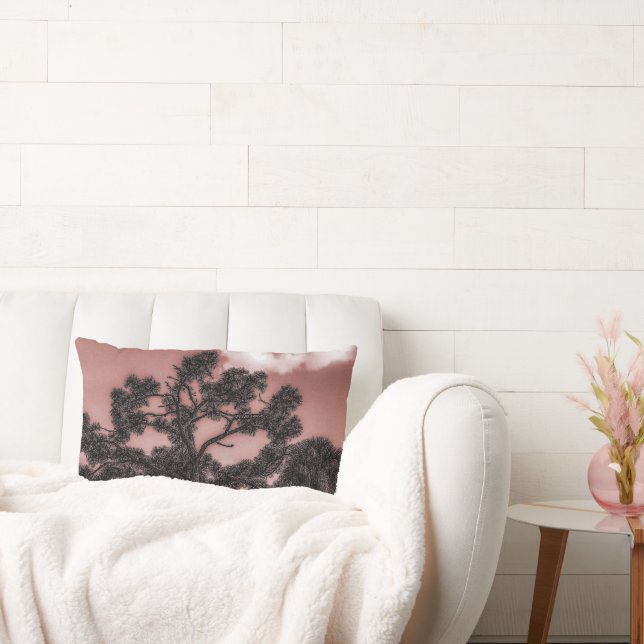 Pine and Palm Trees Silhouette  Lumbar Cushion (Couch)