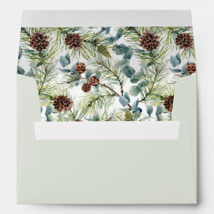 Pine and Pine Cones Pattern Mint Green Holiday Envelope