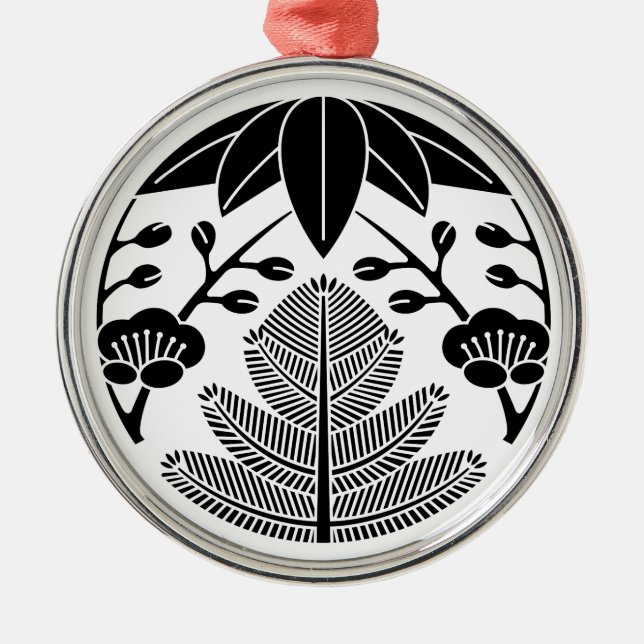 Pine bamboo ume metal tree decoration (Front)
