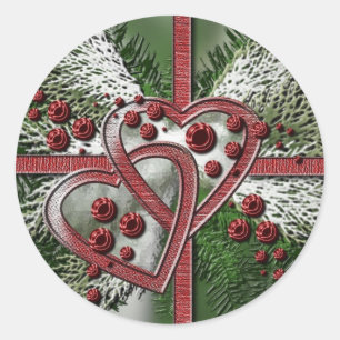 Pine Berry Hearts Christmas Stickers