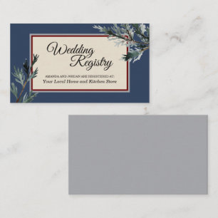 Pine Blue Winter Wedding Registry Enclosure Card