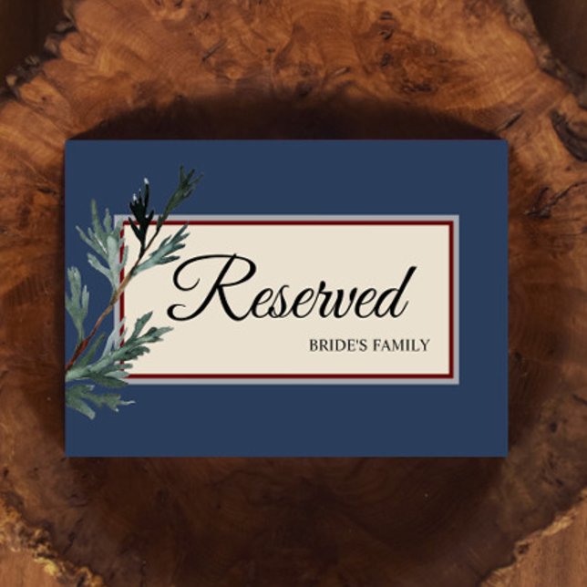 Pine Blue Winter Wedding Reserved Sign (Creator Uploaded)