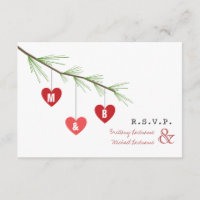 Pine Bough & Hearts Valentine's Wedding R.S.V.P.