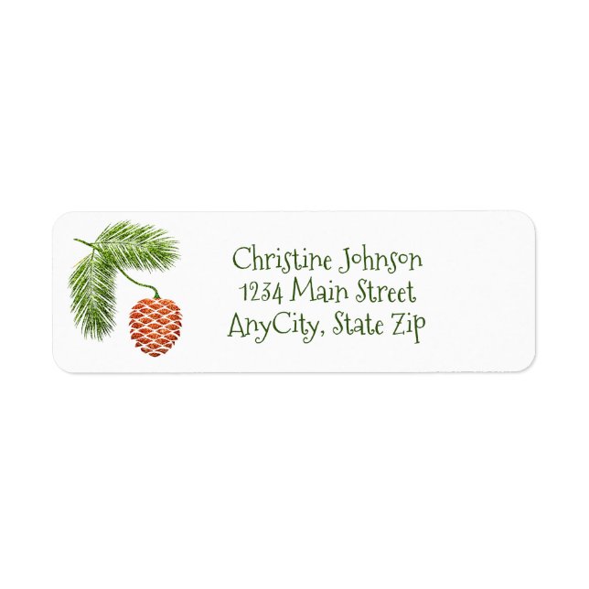 Pine Bough & Pinecone Return Address Label (Front)