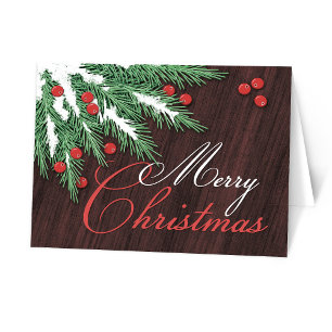 Pine Boughs and Cranberries Christmas Cards