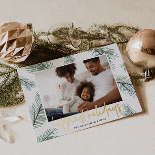 Pine Boughs Happiest Holidays Photo