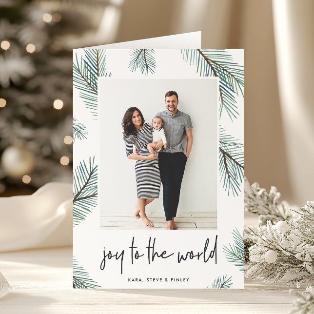 Pine Boughs | Holiday Photo Folded Card (Creator Uploaded)
