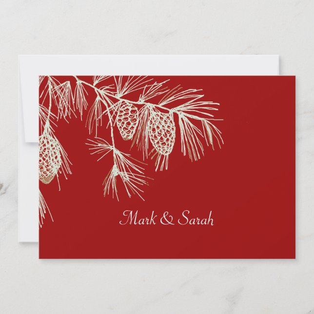 Pine Boughs Red Invitation (Front)