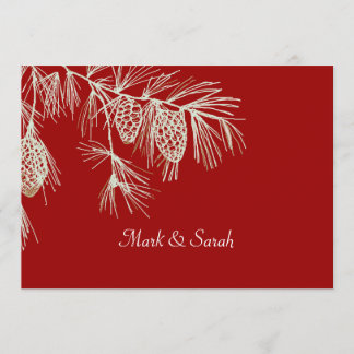 Pine Boughs Red Invitation