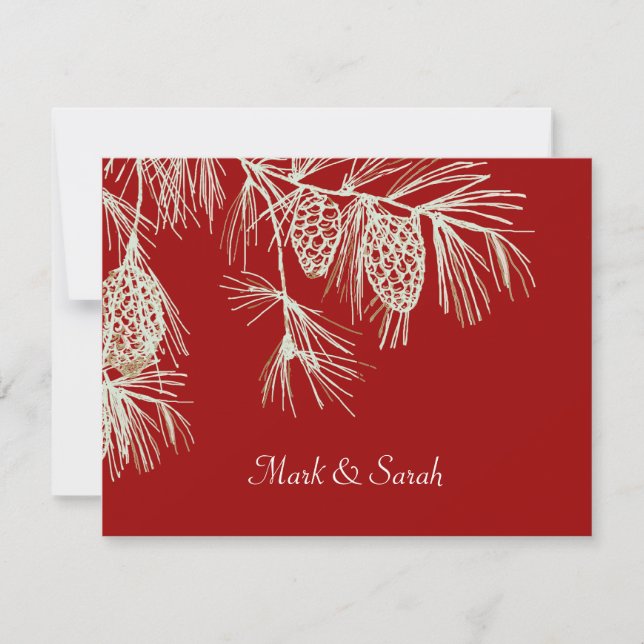 Pine Boughs Red RSVP Card (Front)