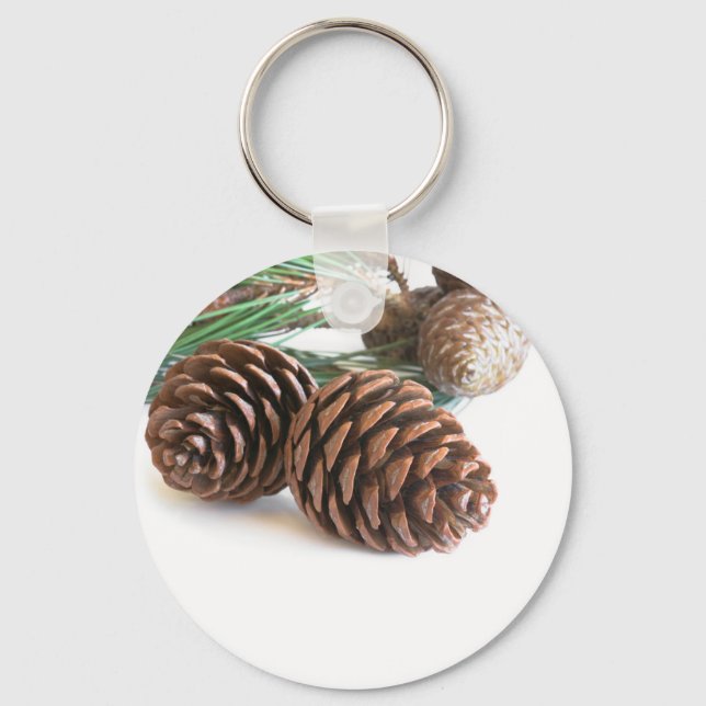 Pine branch and cones key ring (Front)
