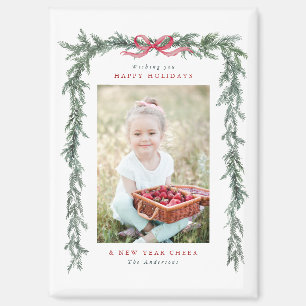 Pine Branch Frame Photo Christmas Holiday Magnet