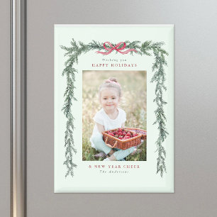 Pine Branch Frame Photo Mint Green Christmas  Magnet