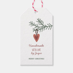 Pine Branch + Ornament - Handmade with Love Gift Tags
