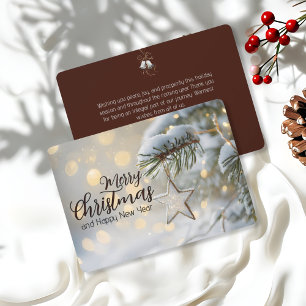 Pine Branch Star Ornament Elegant Christmas Holiday Card