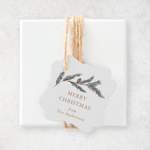Pine Branch Tartan Plaid Personalised Christmas Favour Tags