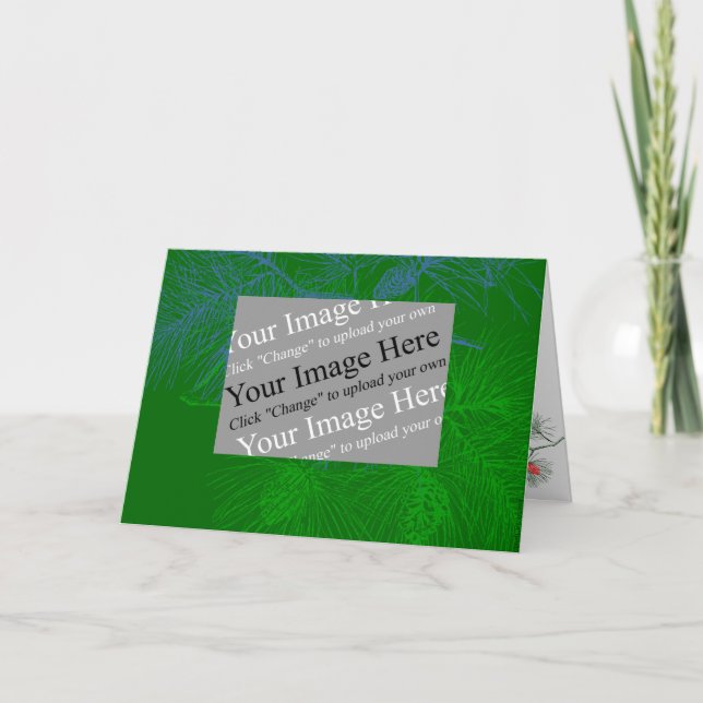 Pine Branch Vintage Custom Greeting Cards Template (Front)