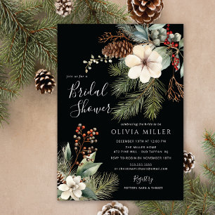 Pine Branch Winter Botanical Bridal Shower Invitation