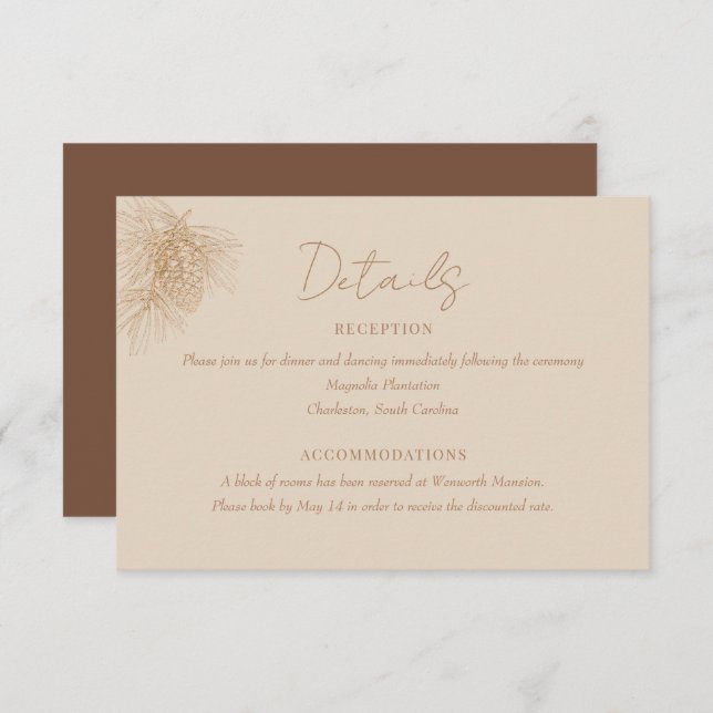 Pine Branch | Winter Forest Wedding Details  Enclosure Card (Front/Back)