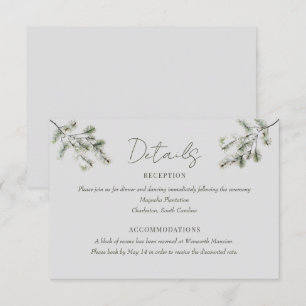 Pine Branch Winter Forest Wedding Details Enclosure Card