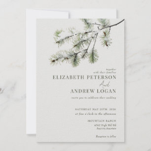 Pine Branch Winter Forest Wedding Invitation